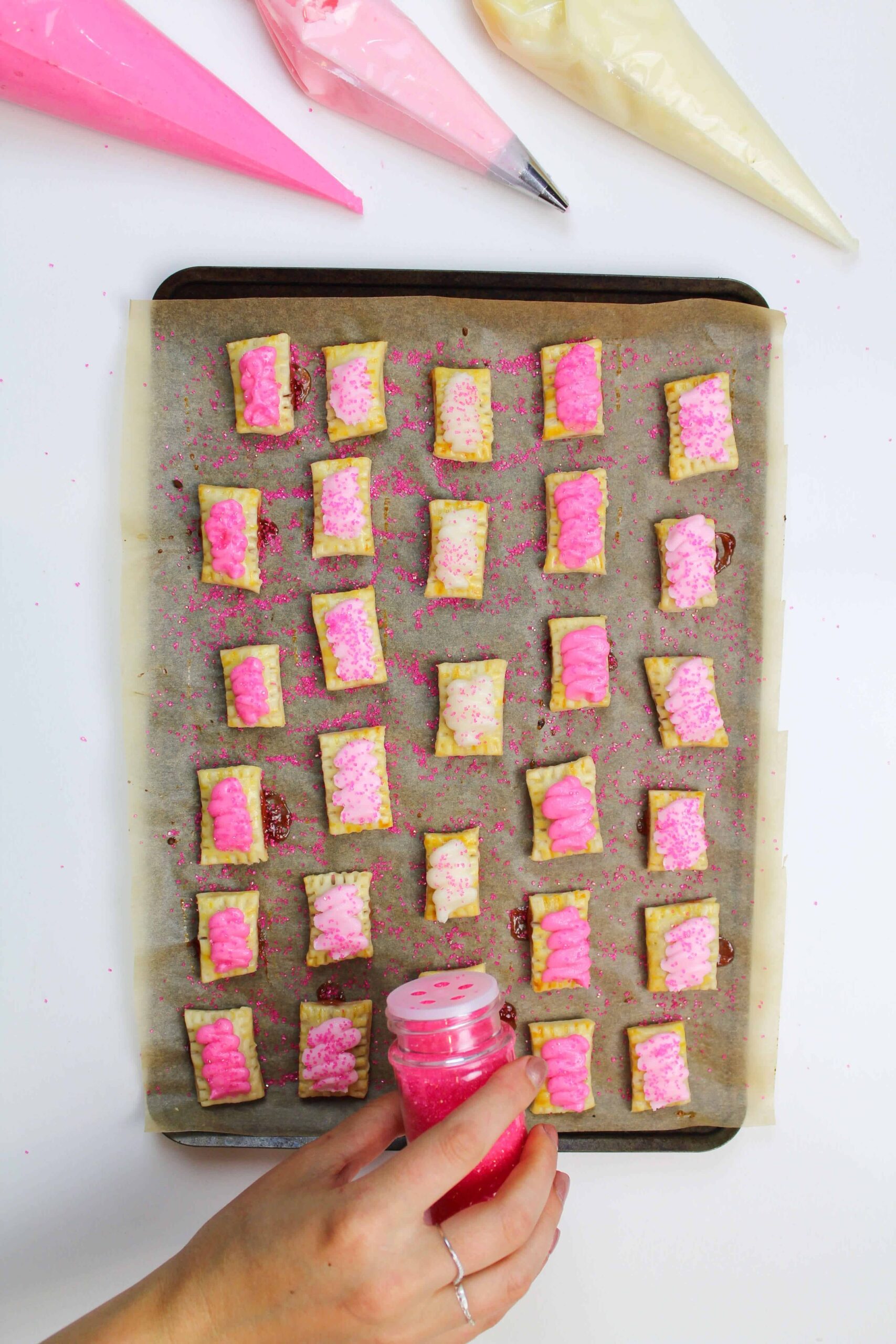 image of mini poptarts being made to make a poptart cake