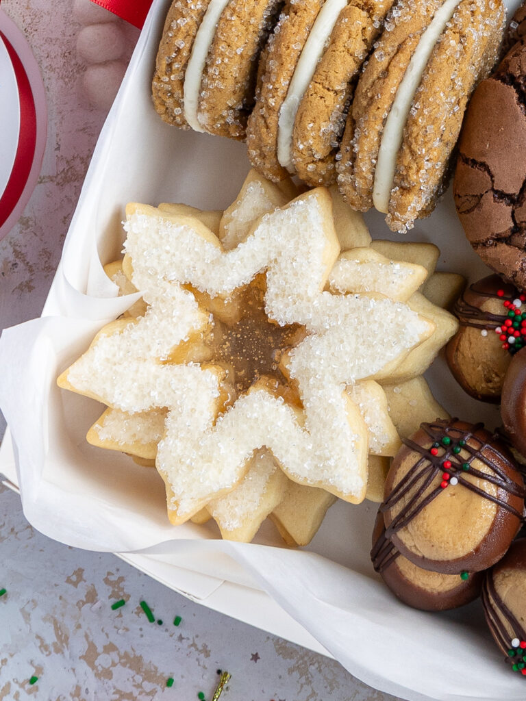 image of stained glass snowflake cookies
