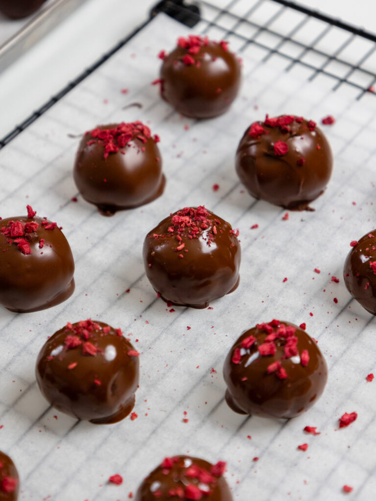 image of raspberry dark chocolate truffles