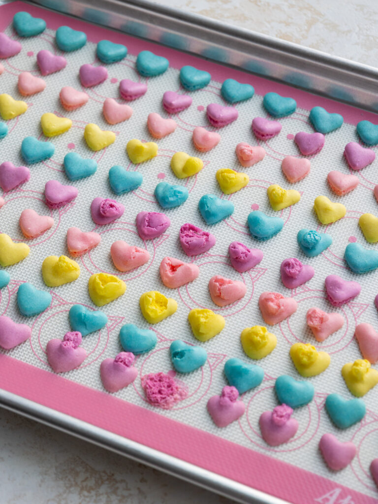 image of ruined mini heart shaped macarons