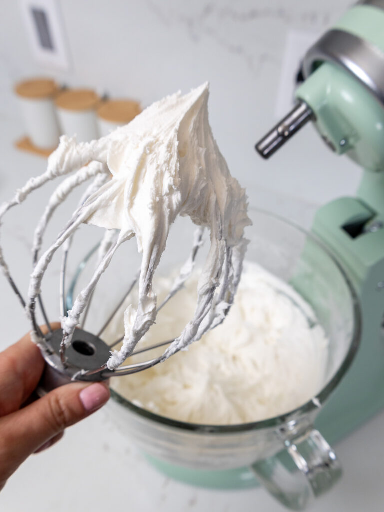 image of royal icing that's been whipped up to have stiff peaks
