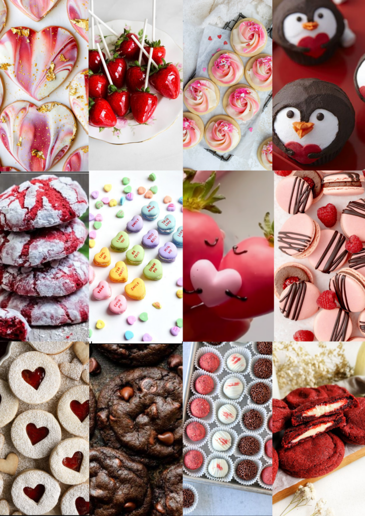 image of a planning grid made to map out a valentine's day dessert box