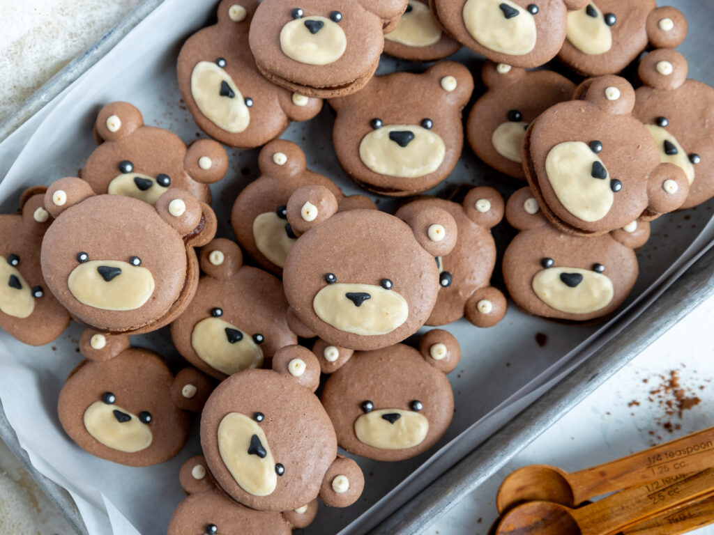 image of a cute teddy bear macaron