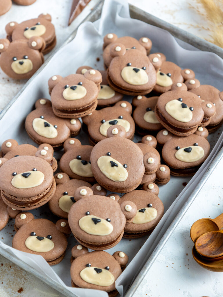 image of a cute teddy bear macaron 