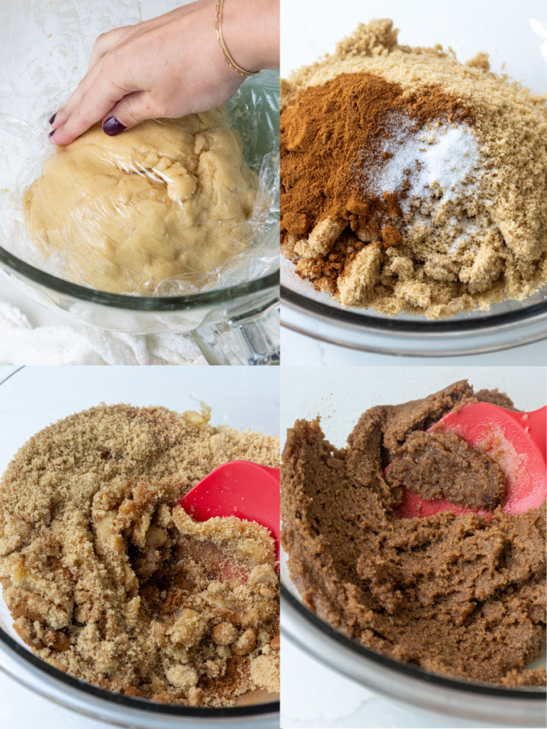 image of brown butter cinnamon roll filling being made in a glass bowl