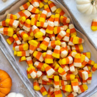 image of candy corn cookies that have ben placed in a tray