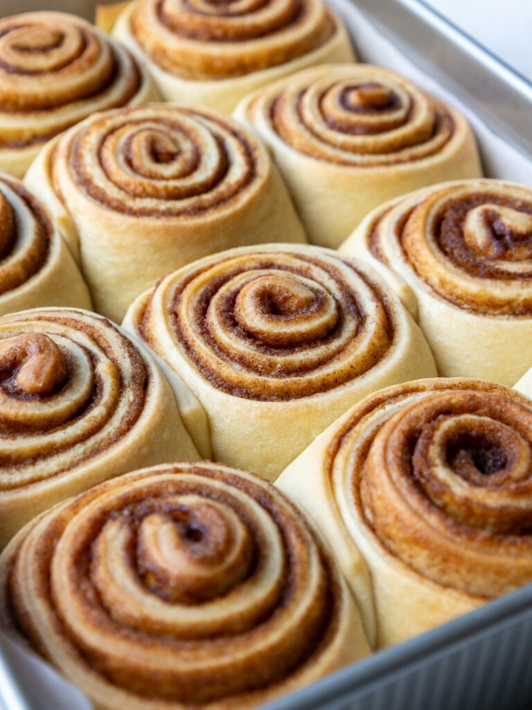 image of baked brown butter cinnamon rolls