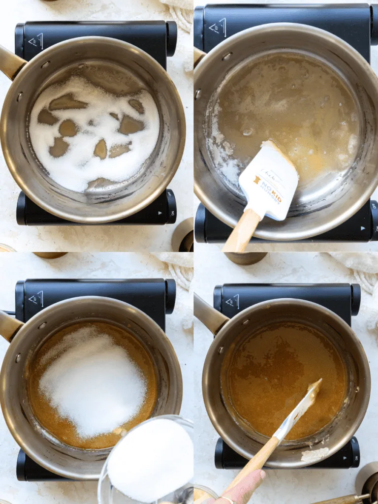image of sugar being melted down to make caramel