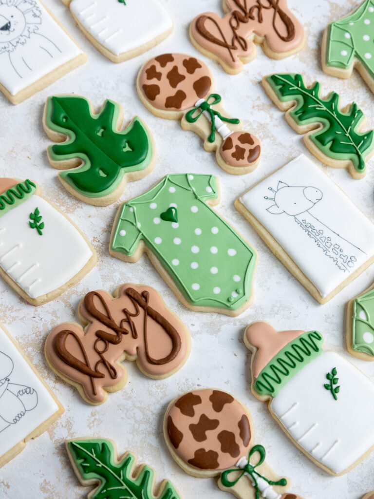 image of cute cream cheese sugar cookies that have been decorated with royal icing
