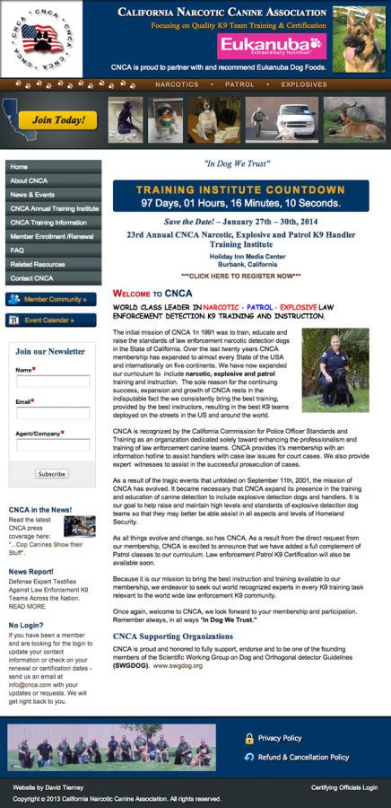 California Narcotic Canine Association Website Design
