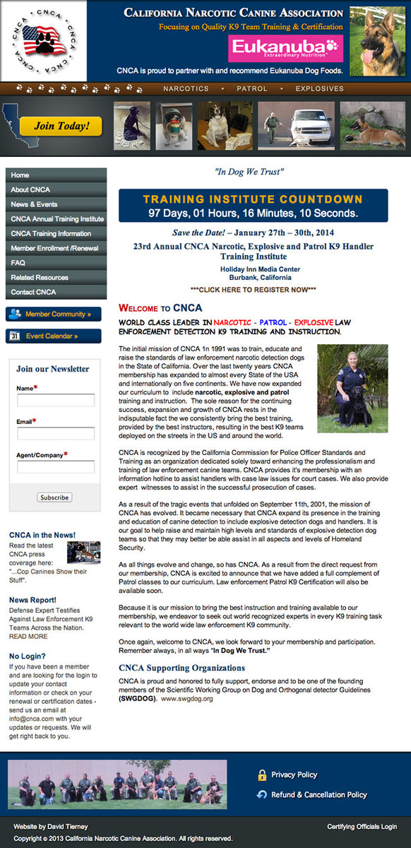 California Narcotic Canine Association Website Design