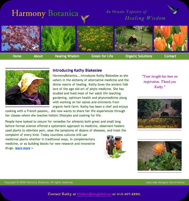 Harmony Botanica Website Design
