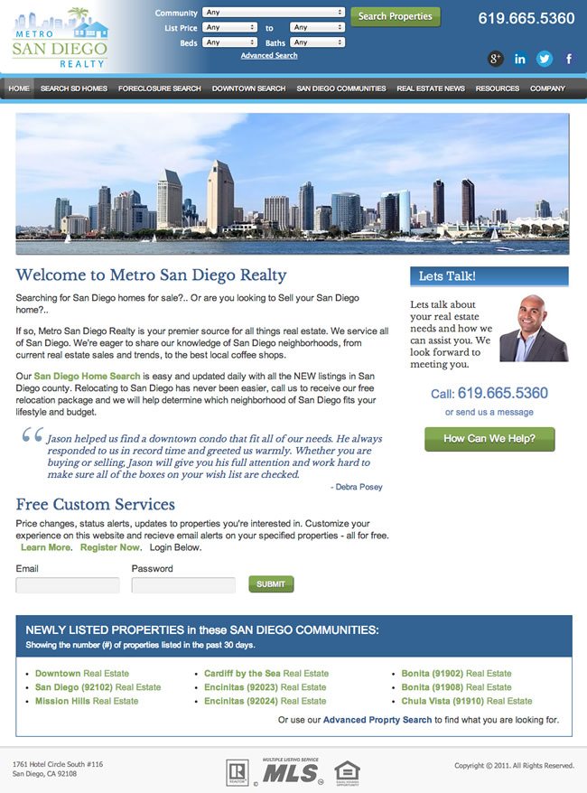 Metro San Diego Realty Website Design