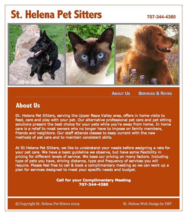 St Helena Pet Sitters Website Design