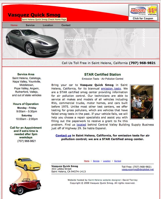 Vasquez Quick Smog Website Design