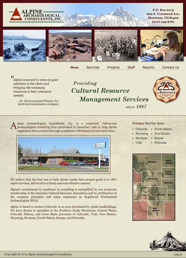 Alpine Archaeological Consultants Website