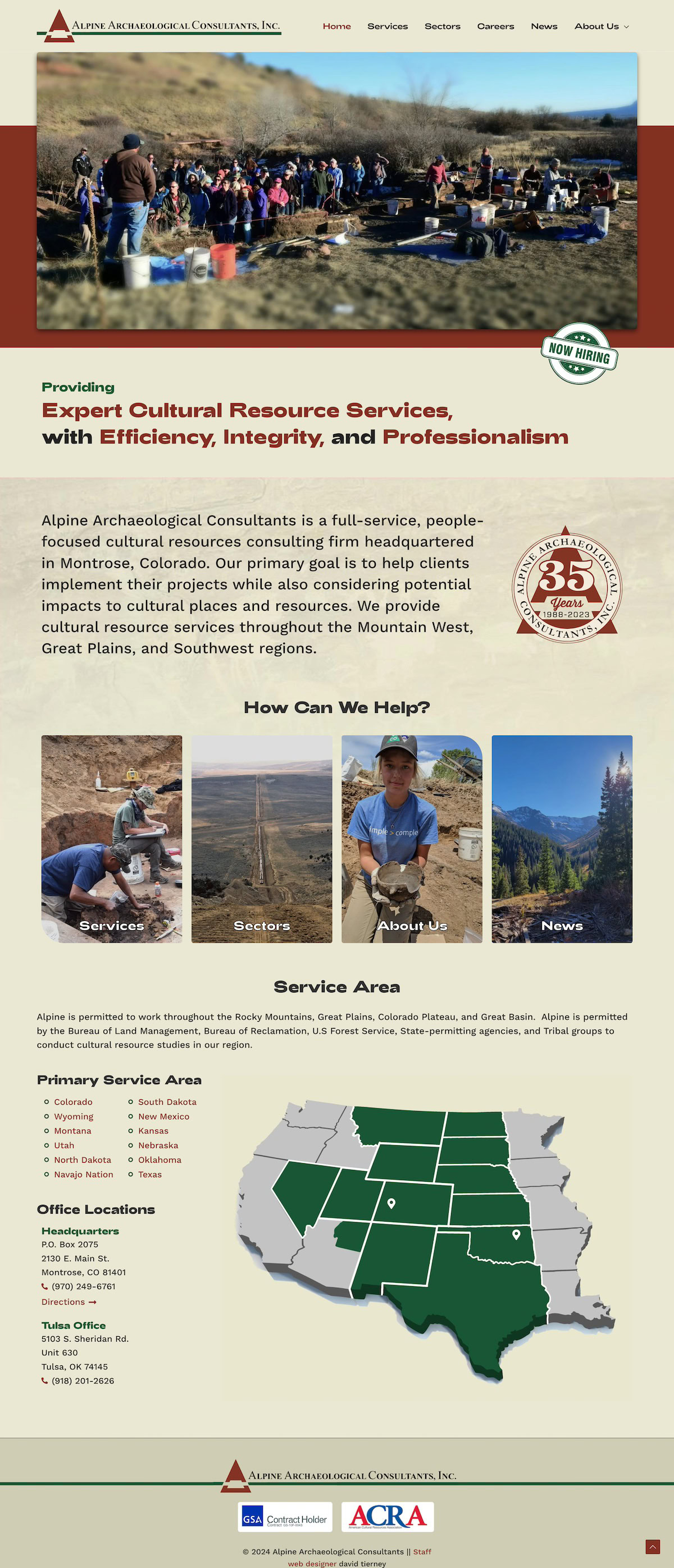 Alpine Archaeological Consultants Website Design