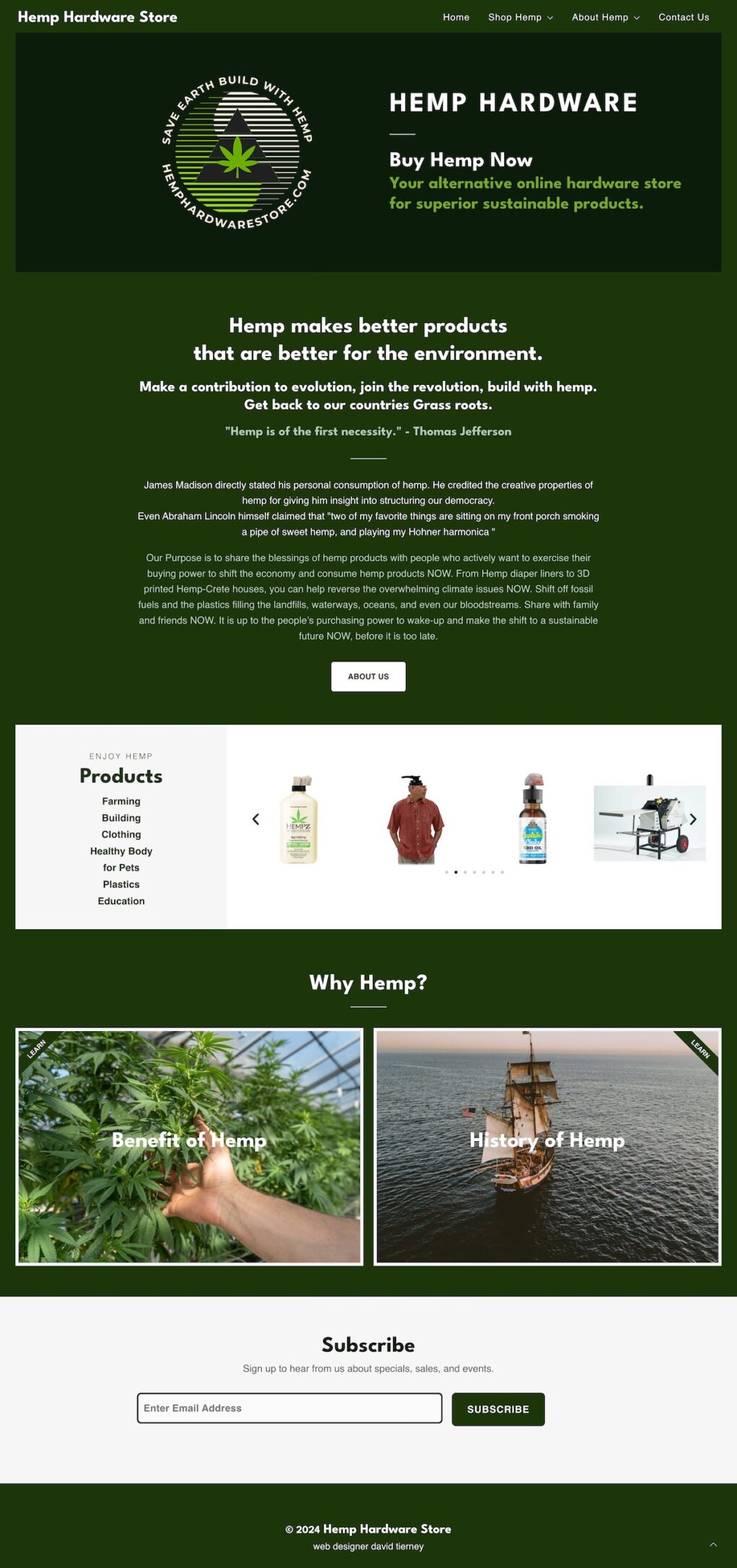 Hemp Hardware Store Website Design