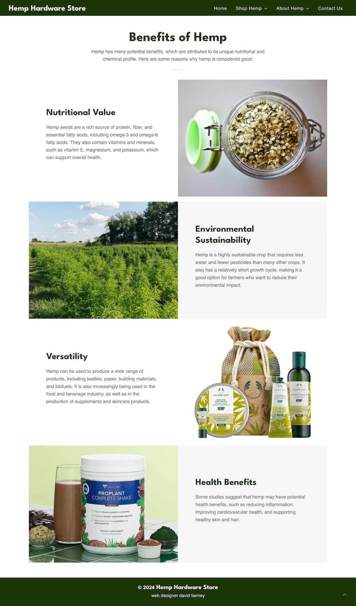 Why Hemp web page design