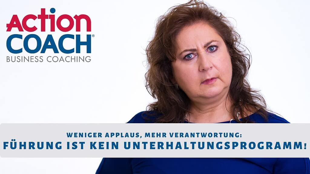 Actioncoach Diana Walther ist mit einem Logo und einem Satz zum Thema Führung und Motivation zu sehen.