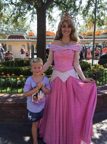 Aurora at the front gate in Disneyland