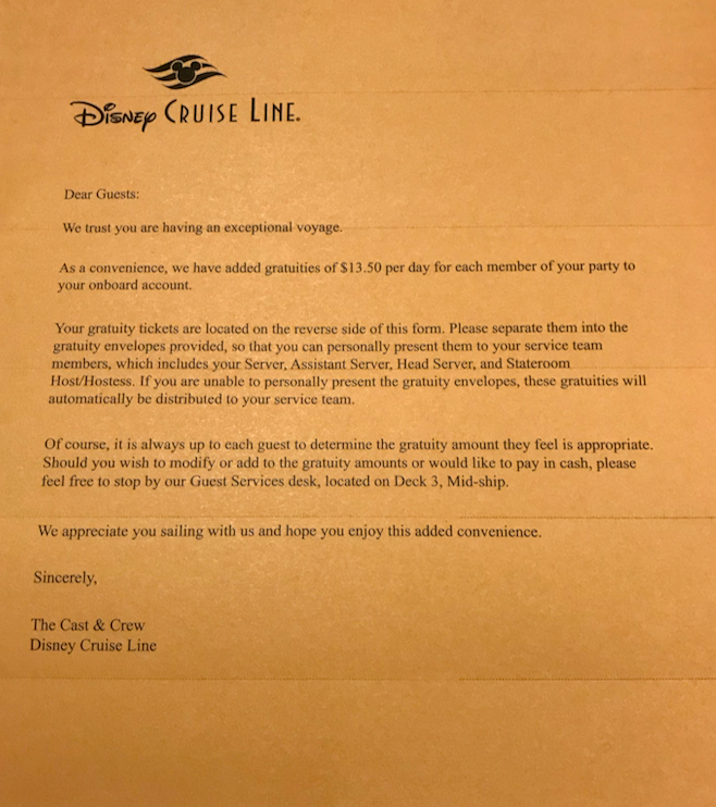 DCL Gratuities letter
