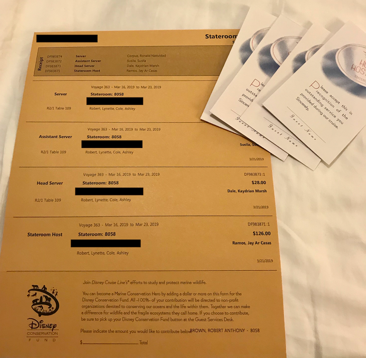 DCL Gratuities letter & envelopes