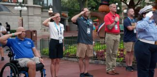 Warrior Games Athletes Participate in Flag Retreat Ceremony at D