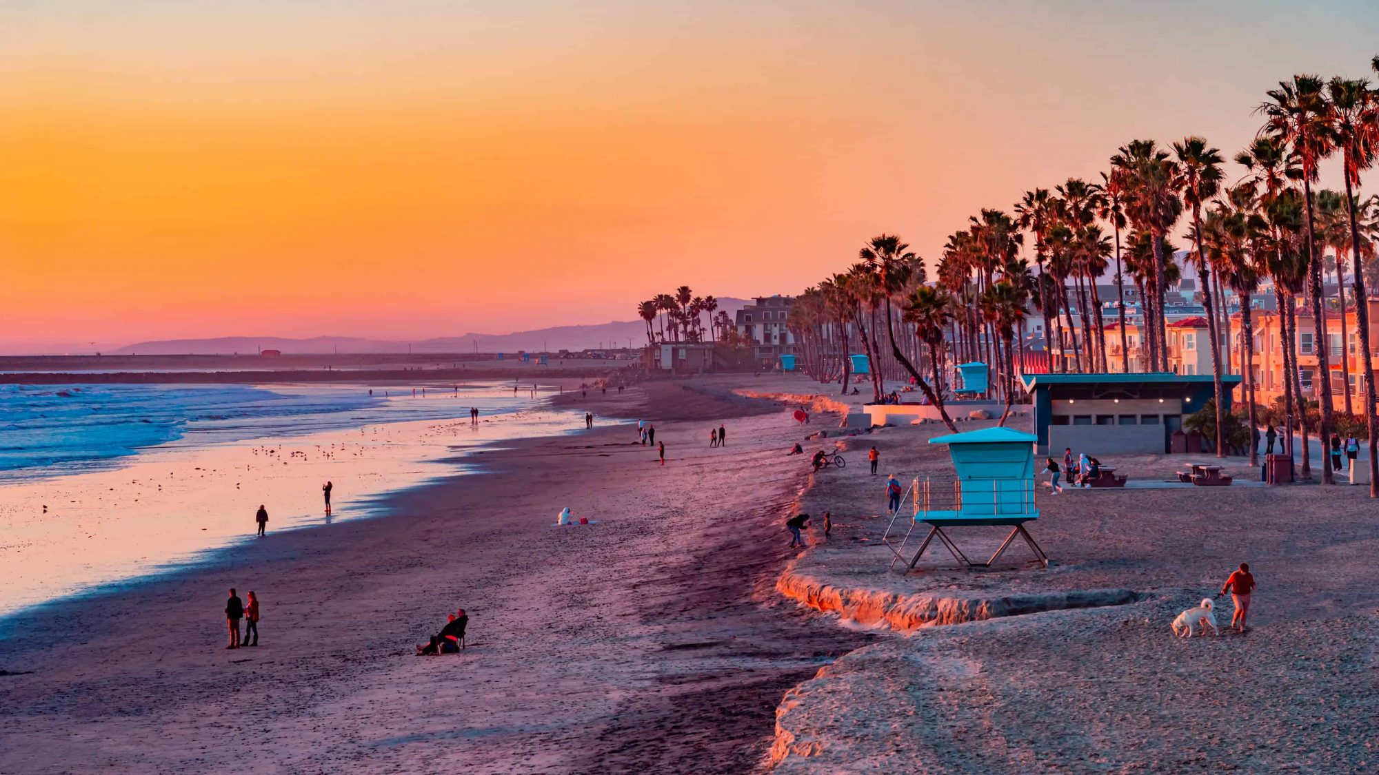vibrant sunset on beach in Oceanside