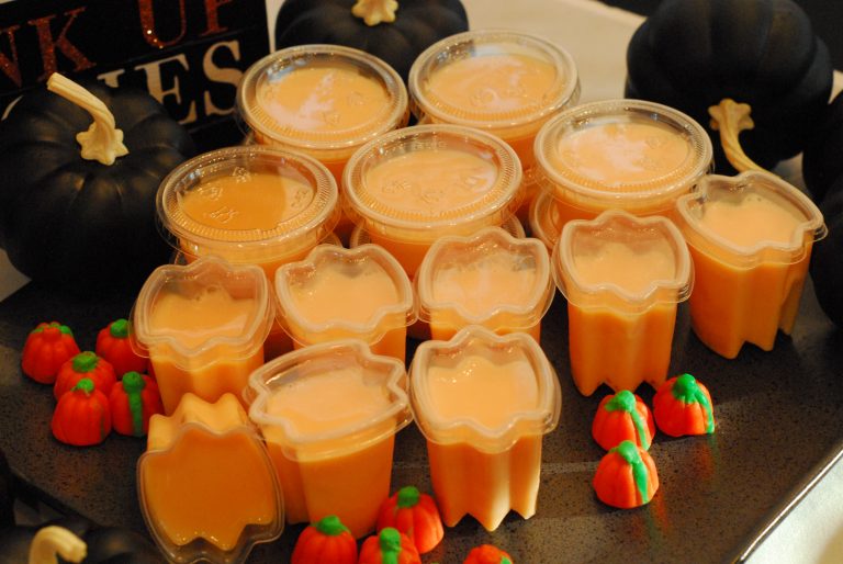 Don't be a witch this Halloween night. Cast a spell of Pumpkin RumChata Jello Shots delight!