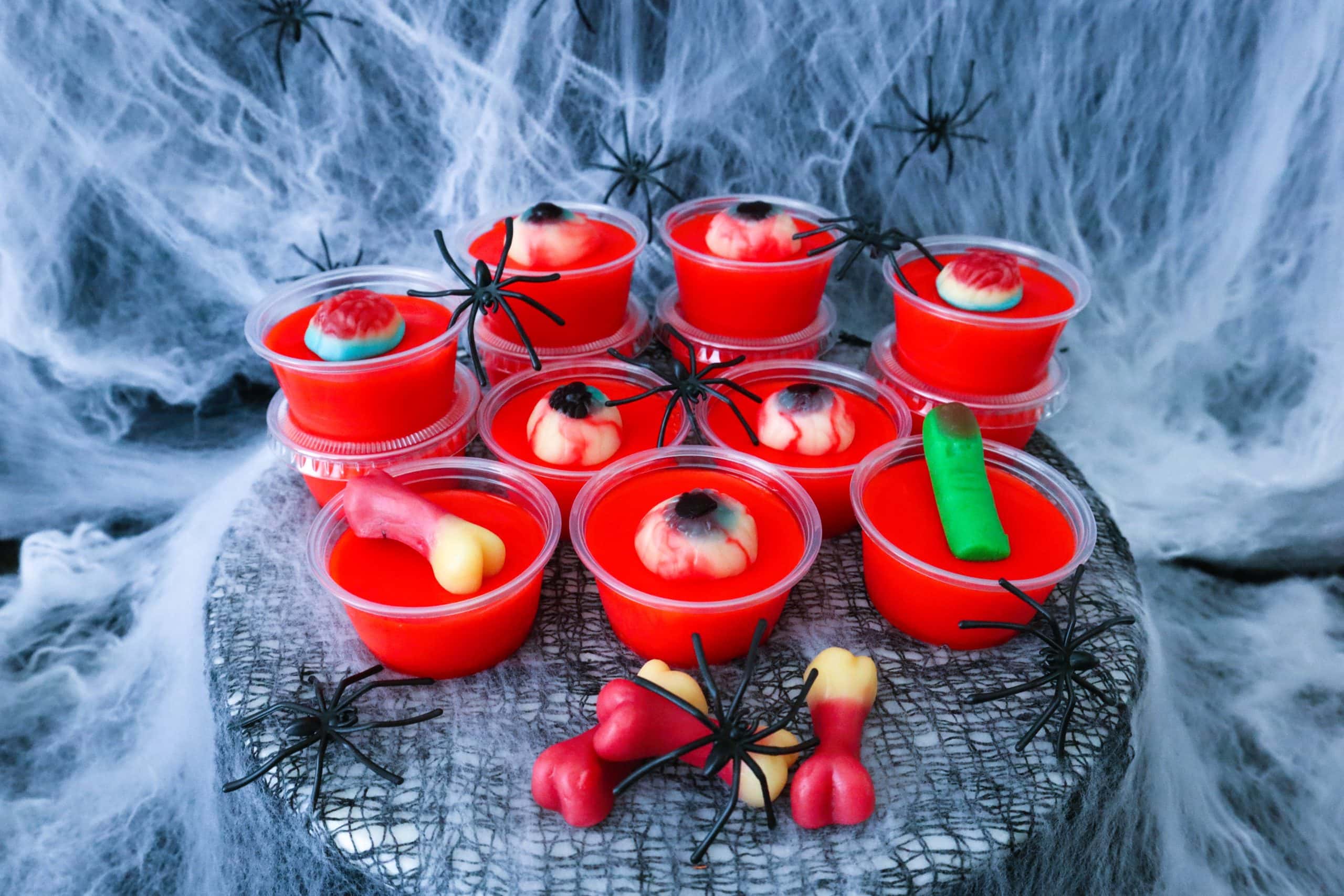 Blood Red Jello Shots with Eyeballs: The Perfect Halloween Party Treat