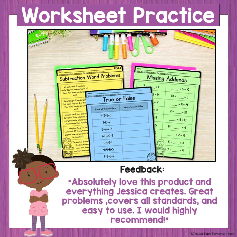 1st Grade OA Math Worksheets