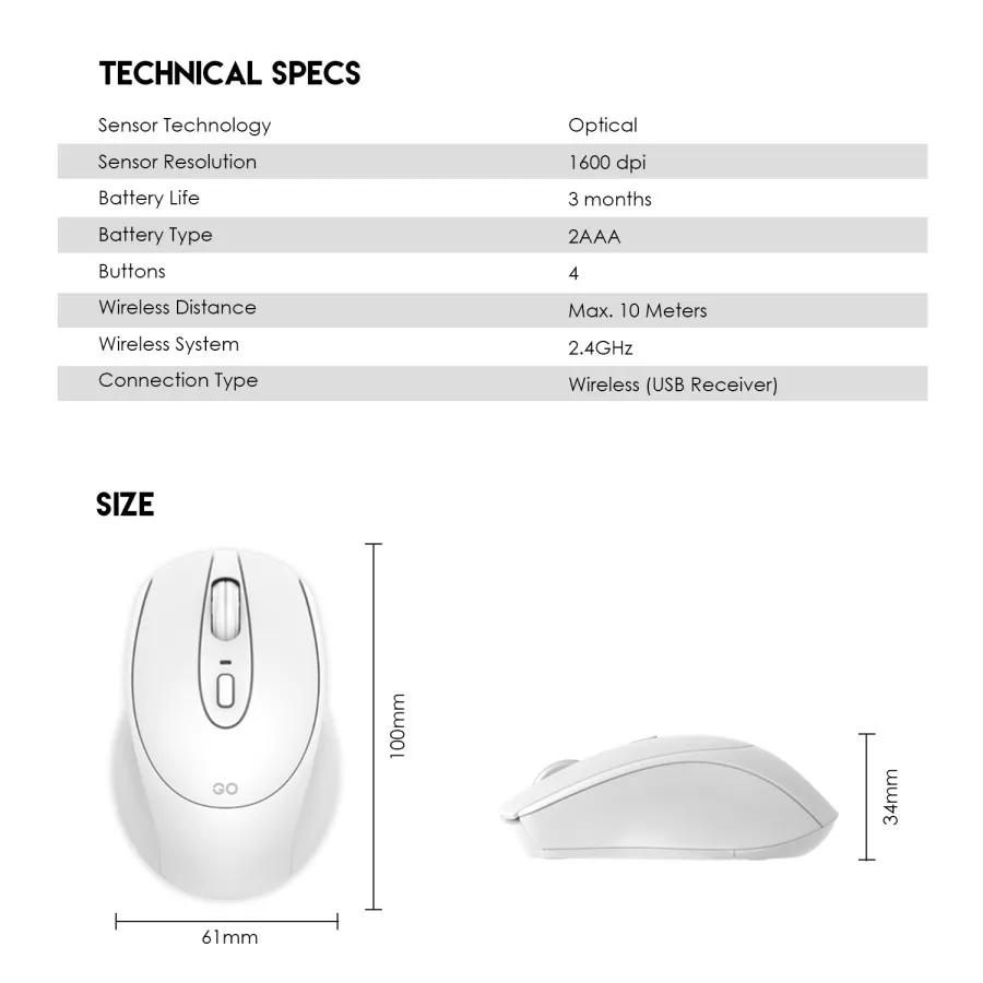 Mouse Wireless GO W60 6