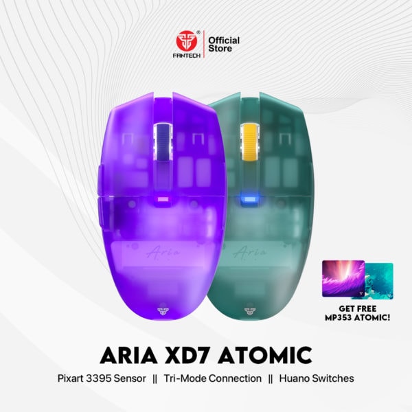 Fantech ARIA XD7 Atomic Design Wireless Bluetooth Mouse Gaming Rechargeable FREE MP353 ATOMIC DESIGN