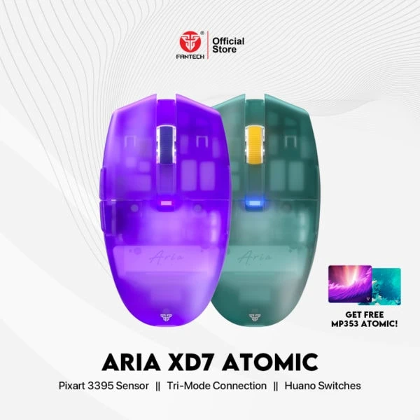 Fantech ARIA XD7 Atomic Design Wireless Bluetooth Mouse Gaming Rechargeable FREE MP353 ATOMIC DESIGN