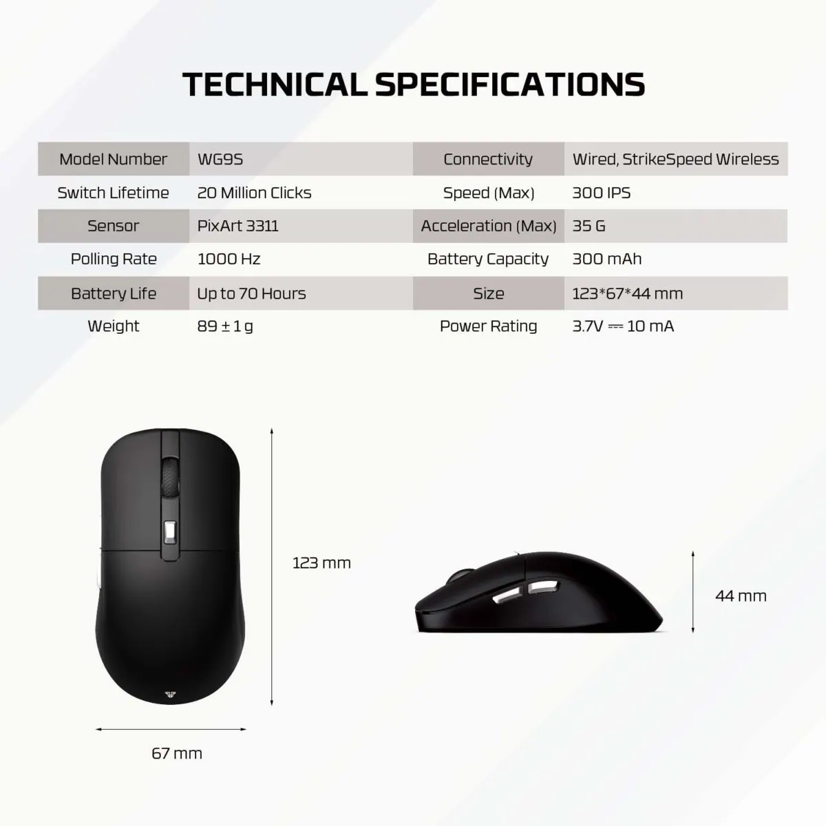 Kanata WIreless Mouse Gaming Wireless WG9 Technical Specification