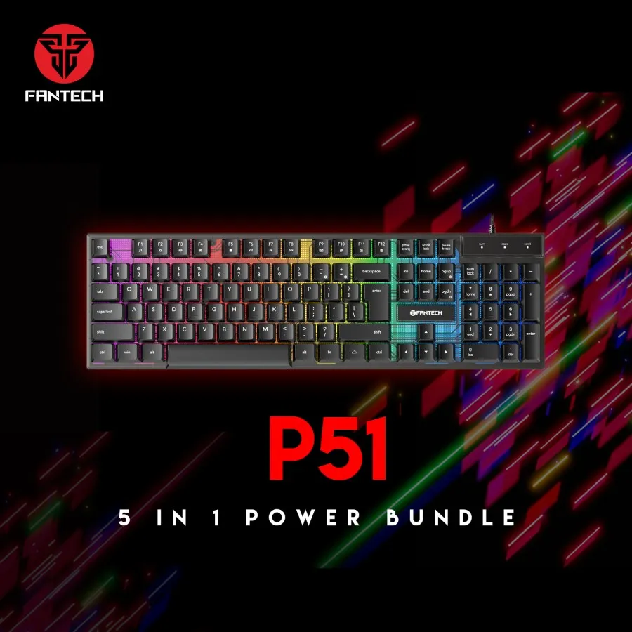 P51 Gaming Keyboard Mouse Headset Mousepad, Combo Gaming Gears Fantech