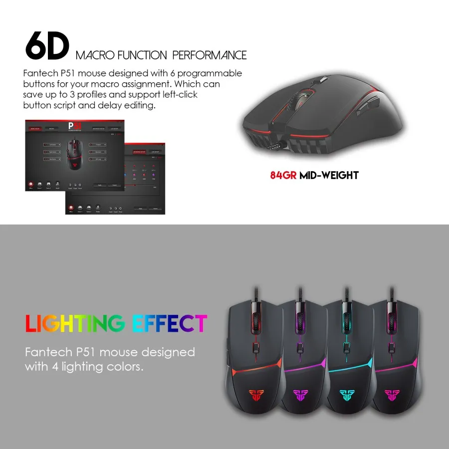 P51 Gaming Keyboard Mouse Headset Mousepad, Combo Gaming Gears Fantech