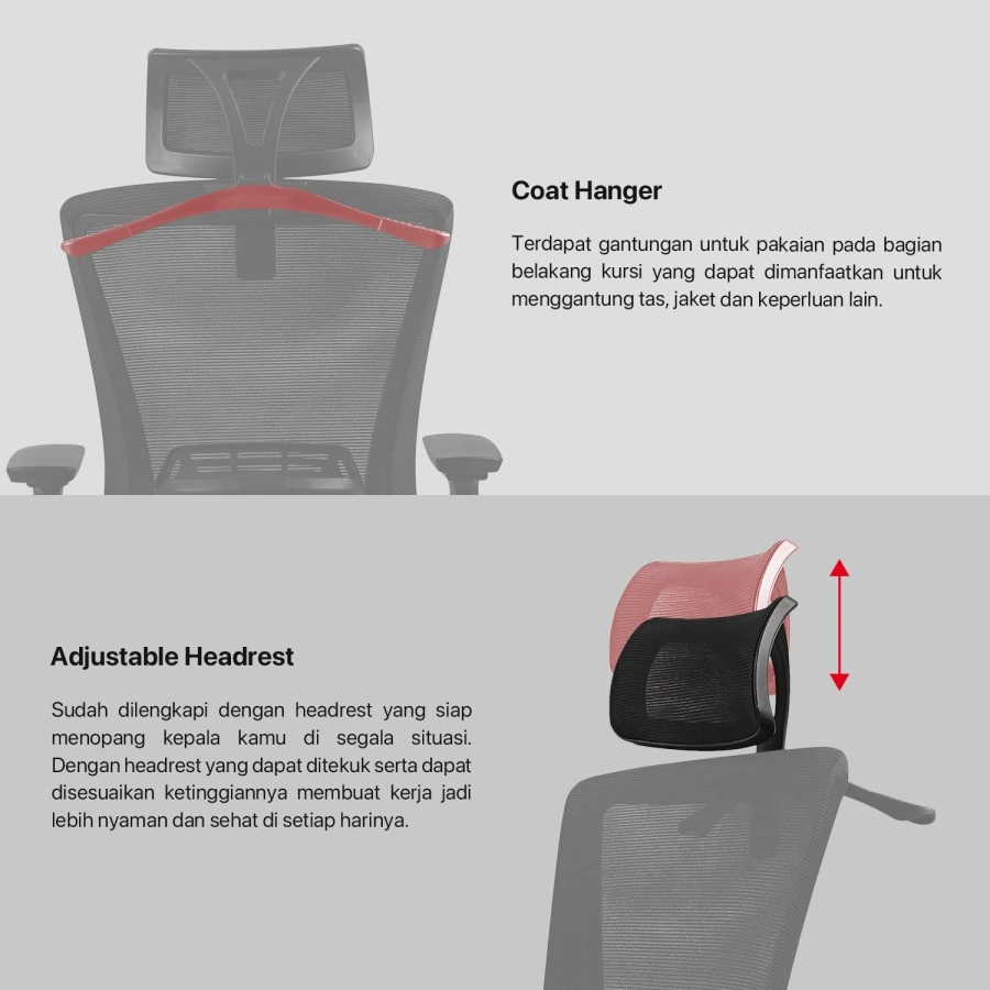 ntech Kursi Kerja Kantor OCA258s V2 Premium Office Chair ARM REST 3D Soft 3
