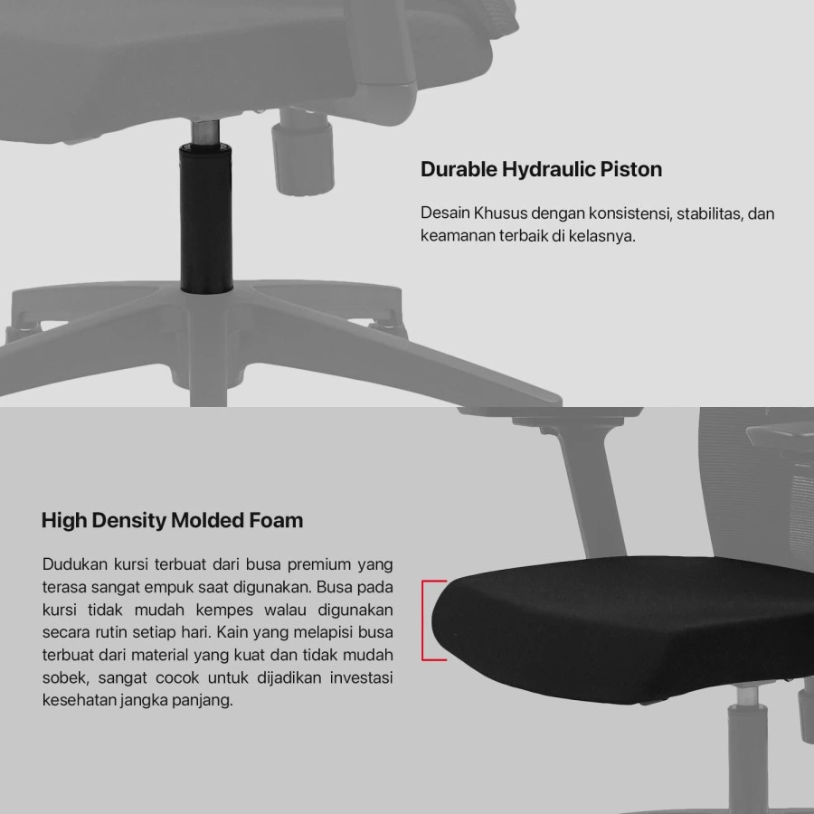 ntech Kursi Kerja Kantor OCA258s V2 Premium Office Chair ARM REST 3D Soft 6