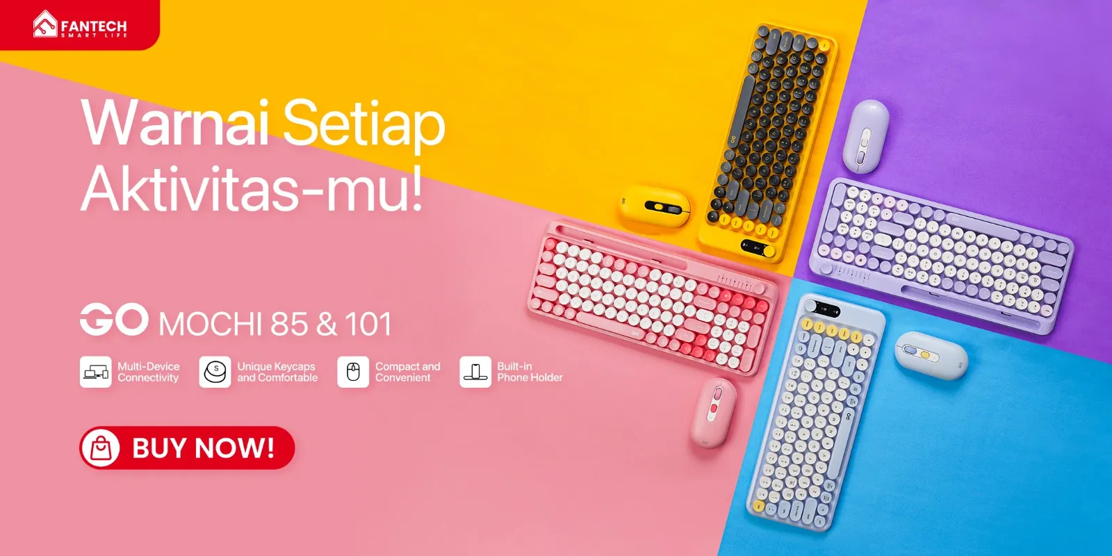 Keyboard Mouse Combo Keyboard Laptop Portable Wireless Bluetooth Dual Mode Fantech GO MOCHI 85 101 Article