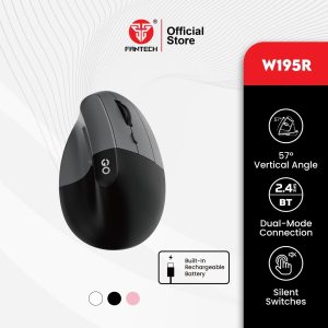 Mouse Vertical, Mouse Vertikal, Wireless Mouse, Bluetooth Mouse, Mouse Kantor, Mouse Ergonomis, Mouse Rechargeable, Fantech W195, Gadget Kantor, Mouse Dual Mode