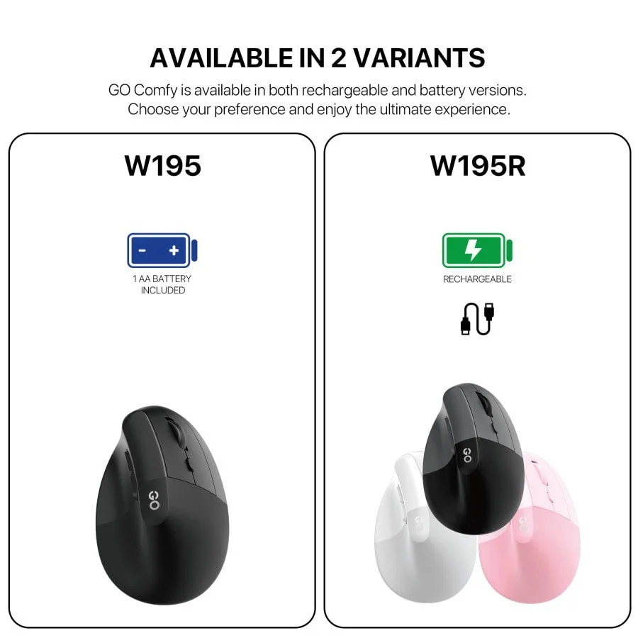 Mouse Vertical Fantech Wireless Bluetooth 5 Rechargeable Mouse Office Kantor W195W195R Diffrent