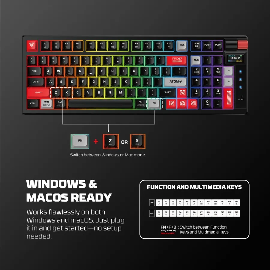 Wireless Keyboard Mechanical Gaming Hotswap 5 Pin ATOM PRO 79&98