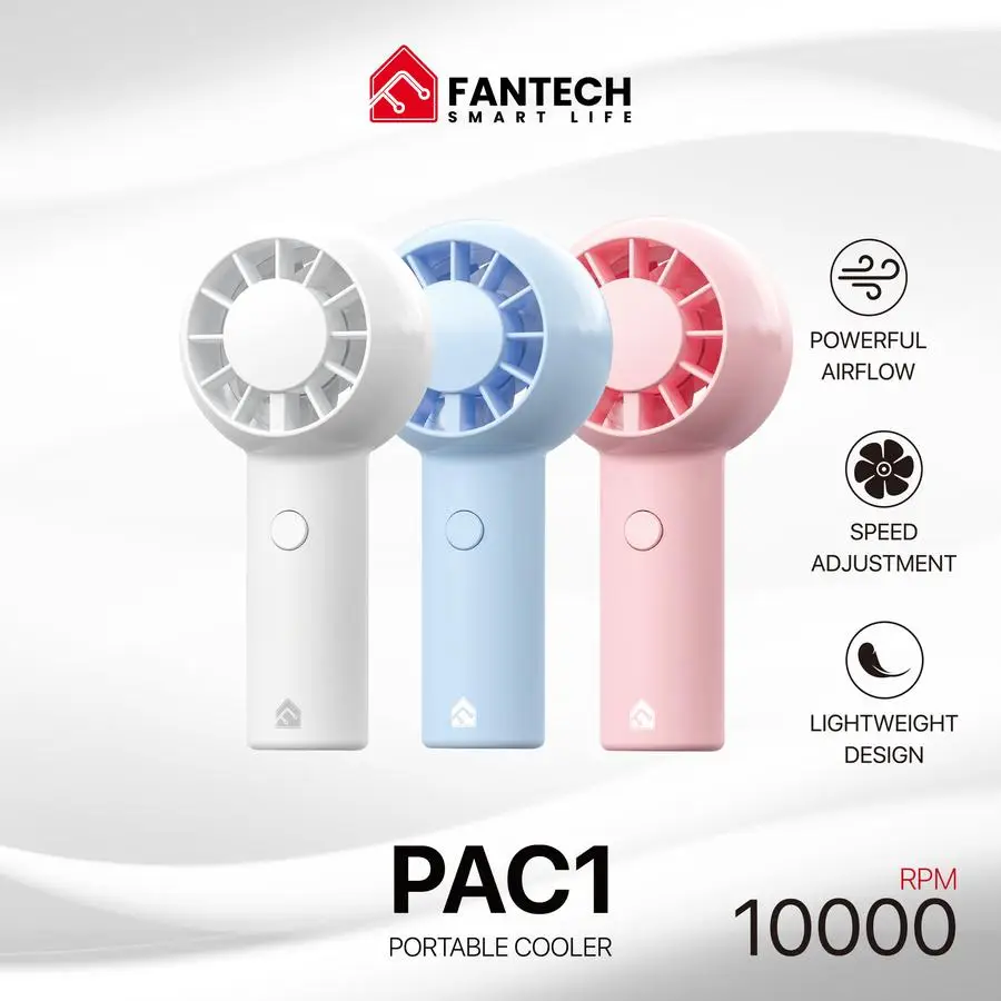 Fantech Life Portable Fan Cooler PAC1 - Mini Handheld Fan, Powerful Airflow, Speed Adjustment, Lightweight Design
