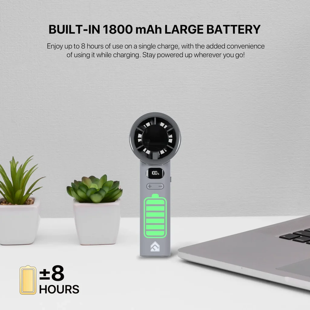 Fantech Life Portable Cooler PAC2 - Mini Handheld Fan, Powerful Airflow, 120-Speed Adjustment, LCD Display-Technical Spesification
