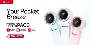 Fantech Life Portable Cooler PAC3 - Kipas Mini 13000 RPM, 100 Speed Adjustment, LCD Display, Powerful Airflow- Marketplace