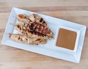 Marinated chicken satay dinner
