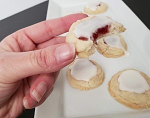 Bite of thumbprint cookie