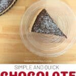 Image shows delicious chocolate caramel tart.